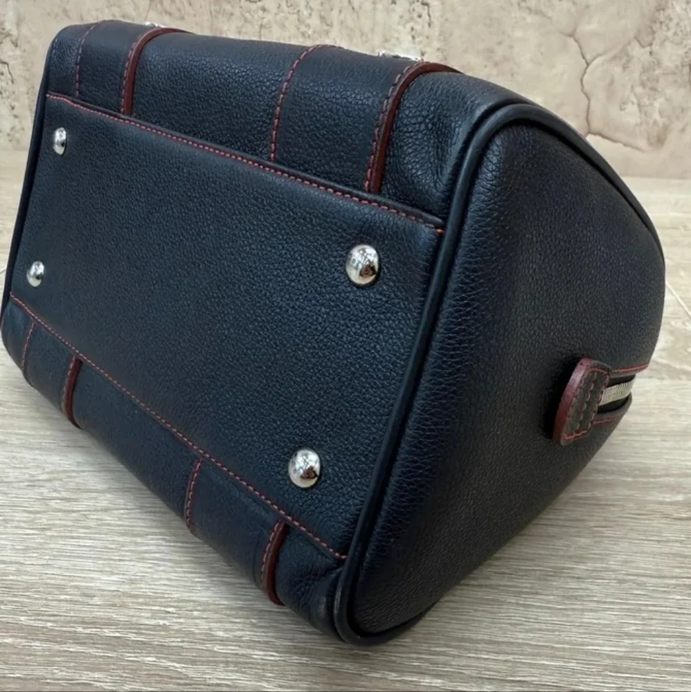 MCM RARE small Boston blk w/red stitching Bag w/coa & mcm card of authenticity